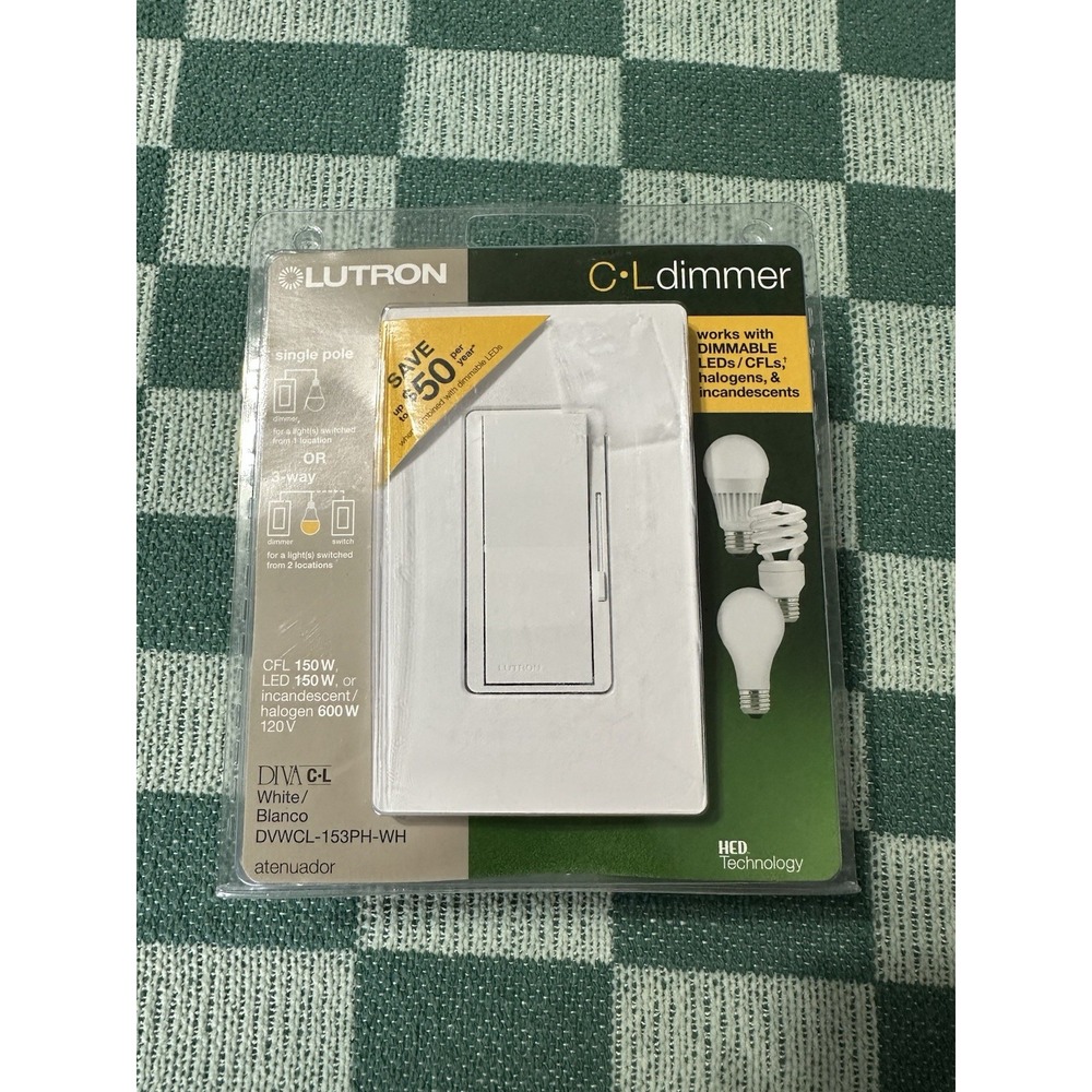 Lutron Diva White C-L Dimmer Switch Single Pole Or 3-Way  DVWCL-153PH-WH